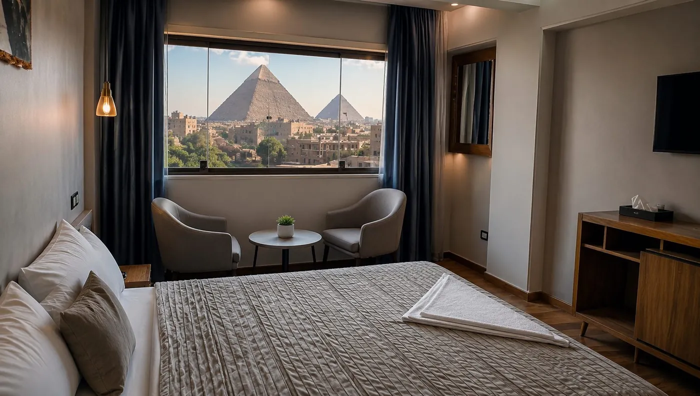 Family Suite with Pyramid View (2 Bedrooms) at Hostalio Pyramid View in Al Haram, Giza